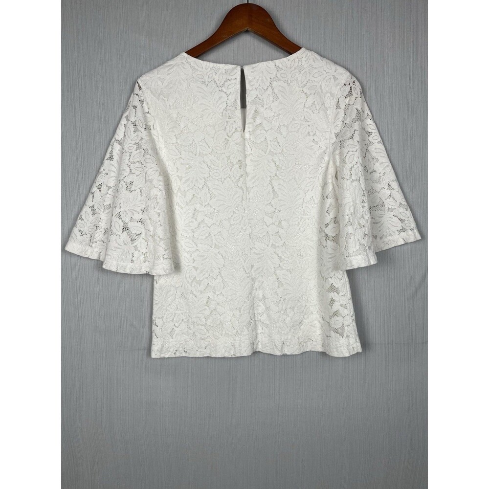 Banana Republic Lace Blouse Women S White Bell Sleeve Fully Lined Romantic - Picture 7 of 10